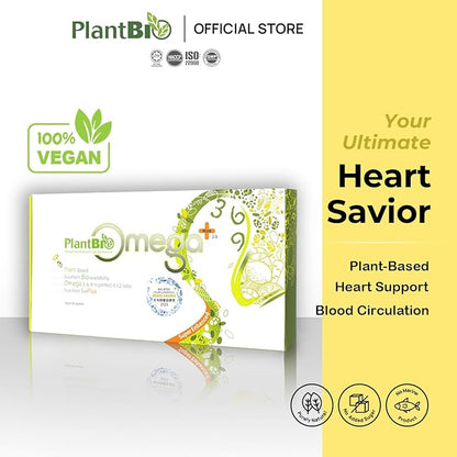 Omega Plus 2.0 - Vegan Omega 3-6-9 | 30s x 10g | Supports General Wellness & Circulation | Burpless, No Fishy Smell | Plant-Based | Easy to Digest | Vegan DHA, EPA, CoQ10