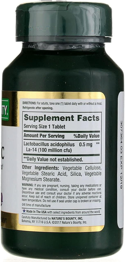 Nature's Bounty Probiotic Acidophilus Tablets, 120 ea (Pack of 3)