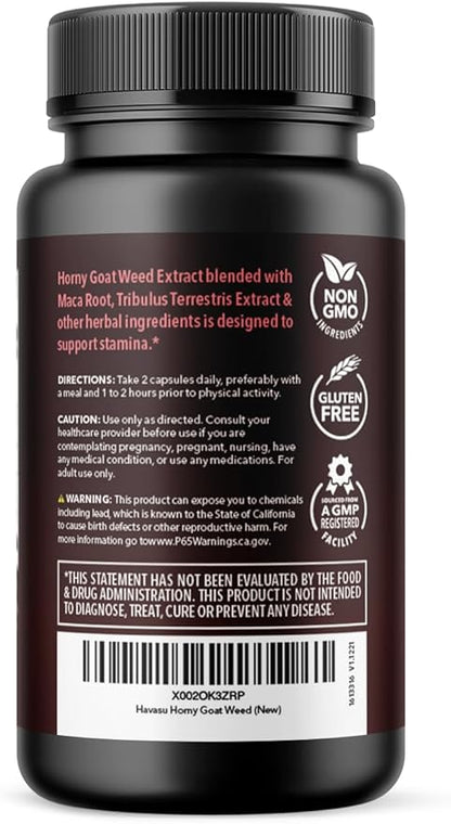 Horny Goat Weed Capsules for Men & Women - Extra Strength Performance & Energy Support with Tongkat Ali, Muira Puama, and Saw Palmetto - 1 Month Supply Herbal Supplement for Increased Endurance