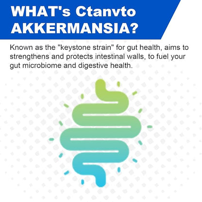 Akkermansia Probiotic with Prebiotic Fiber 100 Billion Live Strain Increase GLP-1 Production, Green Tea Extract, Vitamin B2, Vitamin D, Chromium for Gut Health for Men & Women (90 Capsules, 1-Pack)