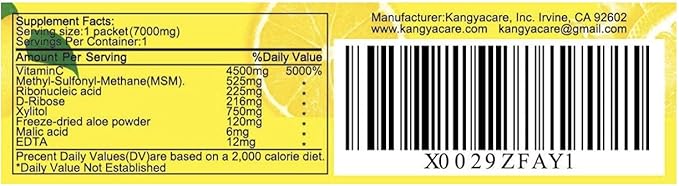 Kangyacare] Active C -40 Packets -Single Dose -7000mg -High Potency Vitamin C Powder -Immune Support & Antioxidant Protection -Enhanced Absorption, Neutral pH (40)