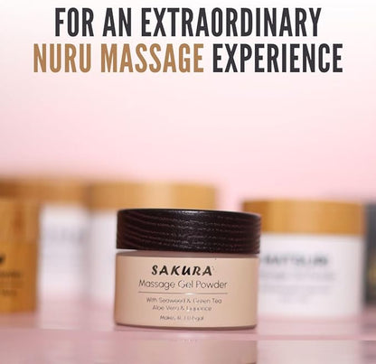 Sakura Edition Nuru Massage Gel Powder 40g | Aloe Vera, Seaweed, Liquorice, & Green Tea | Made in Japan | Paraben & Glycerine Free | Makes 1.05 gal | Unscented, Colorless and Tasteless