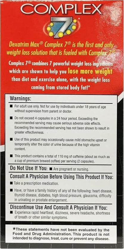 ILIOS Dexatrim Max Complex-7 | Lose Weight & Burn Fat w/Seven Healthy Ingredients Designed to Boost Energy & Reduce Hunger, Packed, 60 Capsules, 1 Pack