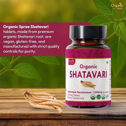 SHATAVARI 120 Tablets | Asparagus Racemosus (Shatavari) | USDA Organic Certified | Supports Women’s Health and Immune System | Organic and Natural 120tab - Pack of 3