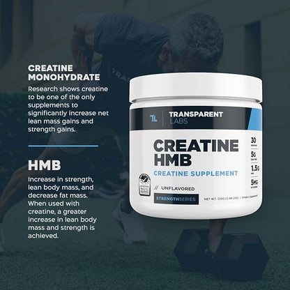 Transparent Labs Creatine HMB - Creatine Monohydrate Powder with HMB for Muscle Growth, Increased Strength, Enhanced Energy Output, and Improved Athletic Performance - 30 Servings, Hawaiian Splash
