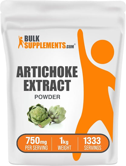 BulkSupplements.com Artichoke Extract Powder - Herbal Supplement, Artichoke Supplement - Vegan & Gluten Free, 750mg per Serving, 1kg (2.2 lbs) (Pack of 1)