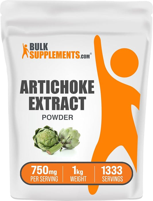 BulkSupplements.com Artichoke Extract Powder - Herbal Supplement, Artichoke Supplement - Vegan & Gluten Free, 750mg per Serving, 1kg (2.2 lbs) (Pack of 1)