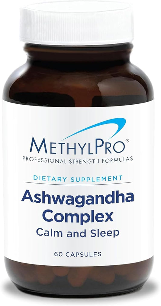 MethylPro Ashwagandha Complex - Magnesium L Theanine Supplement with Ashwagandha Root - Support a Healthy Brain & Balanced Sense of Calm - Pairs Well with L-Methylfolate (60 Capsules)