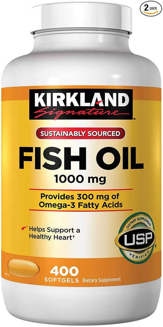 Kirkland Signature Natural Fish Oil 1000 mg with 300 mg Omega-3 - 400 ct (Pack of 2)