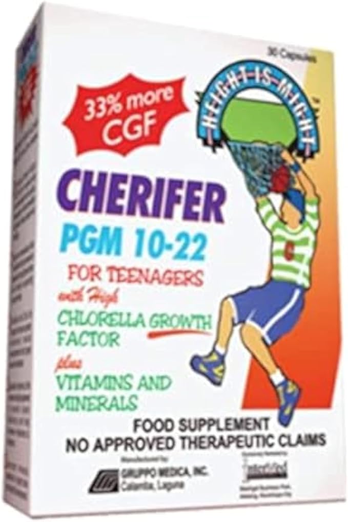 Growth Enhancer - Cherifer PGM 10-22 High Chlorella Growth Factor (CGF), Taurine and Lysine 30 Caps