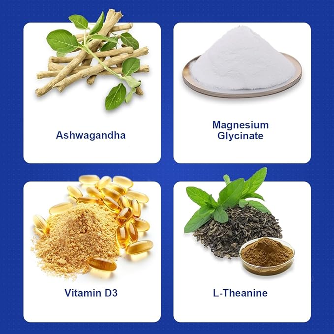 Magnesium Glycinate Gummies for Adults 100mg, Supplement with Magnesium Glycinate, Ashwagandha, L Theanine, Supercalming Gummies for Relax & Sleep, 60 Gummies