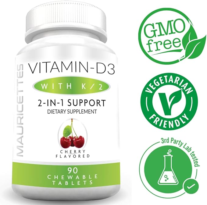 Premium Chewable D3 K2 Vitamin – Great Taste, Easy to Take, Boosts Vitamin D and K2 Levels – Perfect for Adults and Kids
