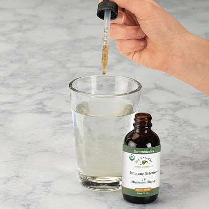 Native Remedies Immune Defense 14 Mushroom Blend to Protect and Maintain Immune System Function, 2 Fl oz.