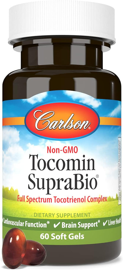 Carlson - Tocomin SupraBio, Bio-enhanced Tocotrienol Complex, Supports Healthy Brain & Cardiovascular System, 60 soft gels