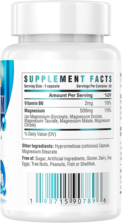 Magnesium Breakthrough Supplement - Has 5 Forms of Magnesium: Glycinate, Orotate,Taurate,Malate, Citrate- Support Sleep, Heart Health, Muscles, and Metabolism (60 Capsules (Pack of 1))