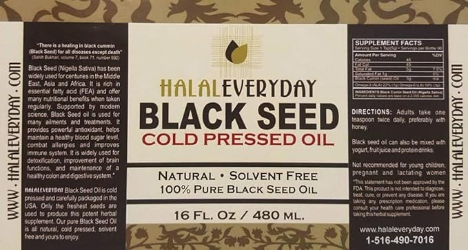 Pure Black Seed Oil - 16 OZ - 100% Pure and Cold Pressed Black Seed - Non-GMO and Vegan - Nigella Sativa