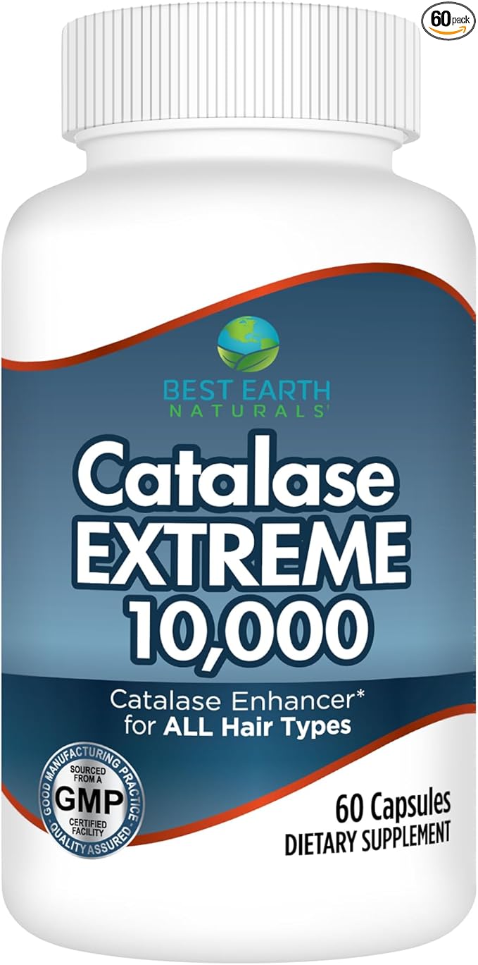 Best Earth Naturals Catalase Extreme Supplement 10,000 with Saw Palmetto, Biotin, Fo-Ti, PABA - Hair Supplements for Strong Hair - 60 Capsules (30-Day Supply)