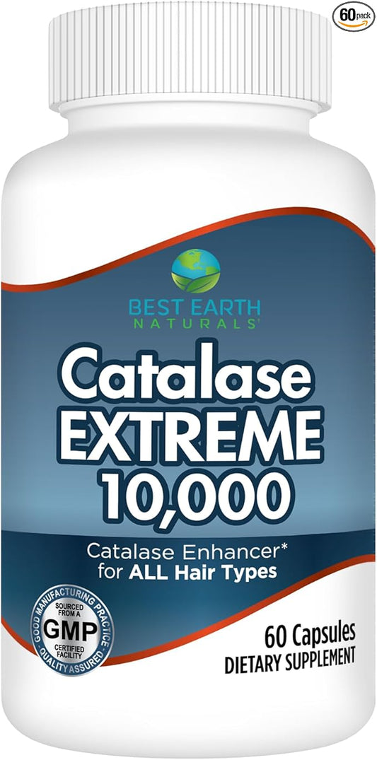 Best Earth Naturals Catalase Extreme Supplement 10,000 with Saw Palmetto, Biotin, Fo-Ti, PABA - Hair Supplements for Strong Hair - 60 Capsules (30-Day Supply)