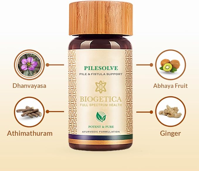 Pilesolve Natural Herbal Supplement with Licorice and Ginger - Non-GMO - 100% Vegan Ayurveda Supplement Powder