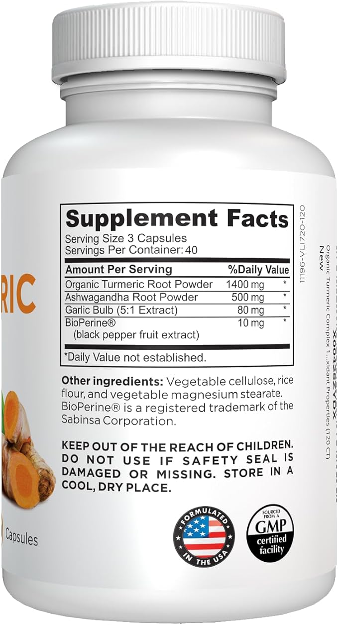 Turmeric Curcumin with Black Pepper & Ashwagandha - High Absorption Ultra Potent Turmeric Supplement with 95% Curcuminoids, BioPerine & Ashwagandha - Turmeric Capsules for Joint Support 120 Capsules