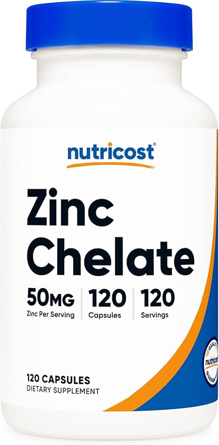 Nutricost Zinc Chelate 50mg, 120 Vegetarian Capsules - Gluten Free and Non-GMO