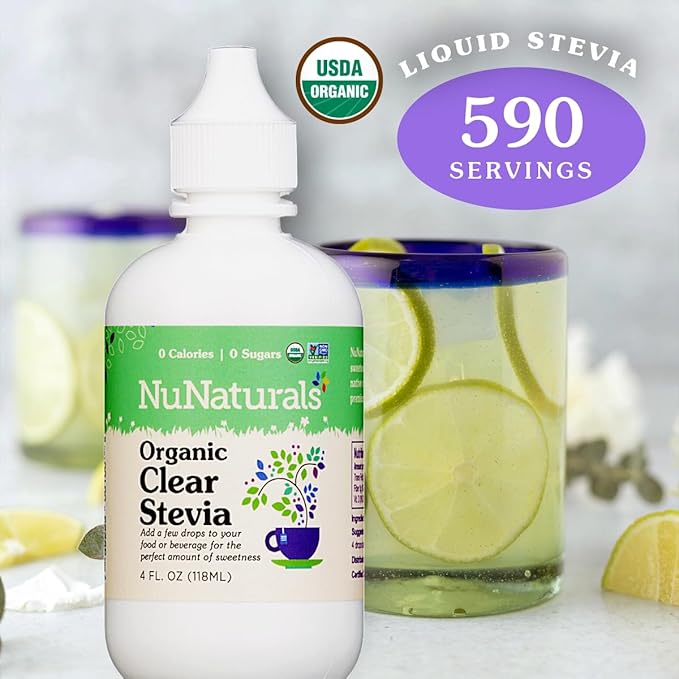 NuNaturals Clear Extract Stevia, Plant-Based Sweetener, Plastic Bottle, 4 oz
