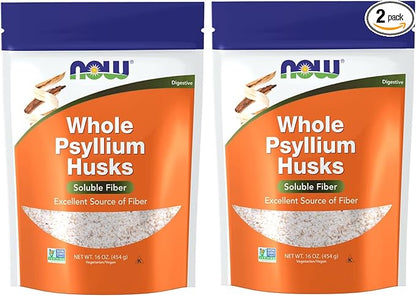NOW Foods Psyllium Husks Whole, 16 Oz (Pack of 2)