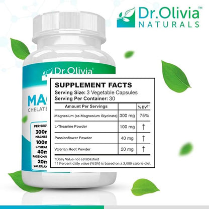 Magnesium Glycinate Complex w/L-Theanine Passionflower & Valerian Root - 90 Capsules