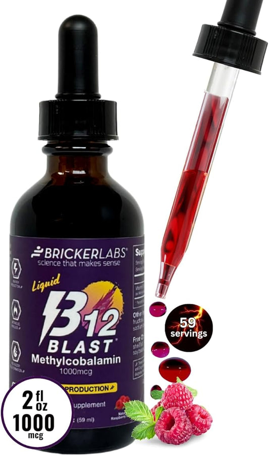 B12 Blast Methylcobalamin 1000mcg, Great Tasting Sublingual Liquid Energy Vitamins -Vegan B12 Vitamins, Sustained Energy and Cellular Energy Supplement - 59-Day Servings