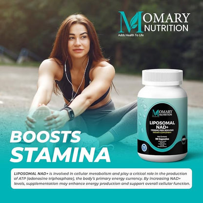 Liposomal NAD+ Supplement with Resveratrol and Japanese Knotweed Extract, Support Cellular Health Stamina Healthy Aging Energy Metabolic Repair, Vegan, Gluten Free, Non-GMO, 90Capsule