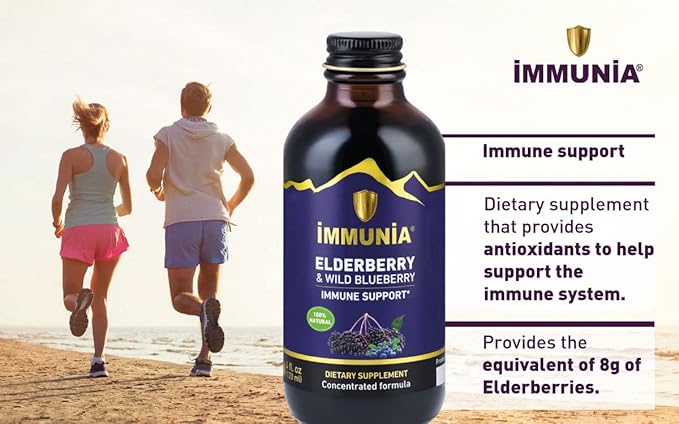 Immunia Elderberry & Wild Blueberry Concentrate. Strengthen Your Immune System Naturally. Delicious Taste. 24-Day Supply. (1-Pack)