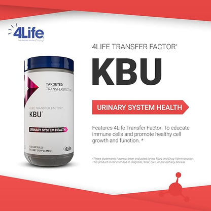 4Life KBU, Urinary Supplement, Transfer Factor for Bladder & Kidney Health with Cranberry, Blueberry, Dandelion & Juniper Berry - 120 Veggie Capsules