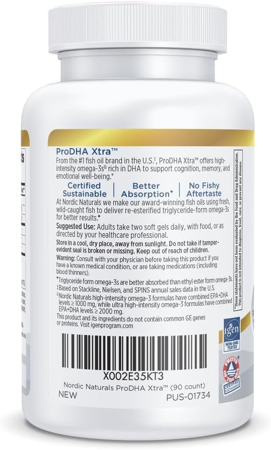 Nordic Naturals ProDHA 1000, Strawberry - 90 Soft Gels - 1660 mg Omega-3 - High-Intensity DHA Formula for Neurological Health, Mood & Memory - Non-GMO - 45 Servings