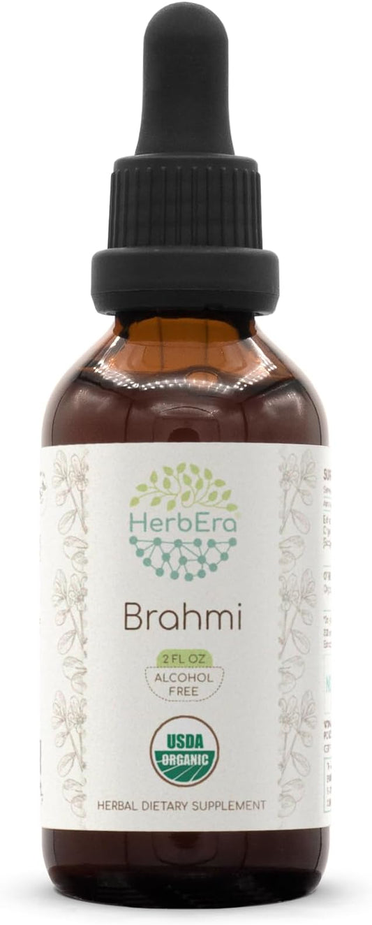 Brahmi B60 USDA Organic Tincture | Alcohol-Free Extract, High-Potency Herbal Drops | Certified Organic Brahmi (Bacopa Monnieri) Dried Herb (2 fl oz)
