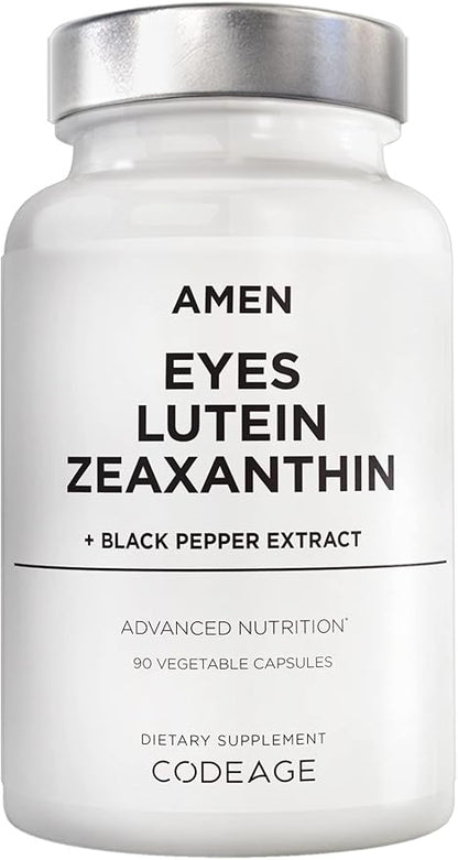 Amen Eyes Lutein Zeaxanthin Supplement - Eyes Vitamins - Lutein and Zeaxanthin from Marigold Extract, Red Beet Root Powder, Black Pepper Fruit Extract - 3-Month Supply Eye Care - Non-GMO - 90 Capsules