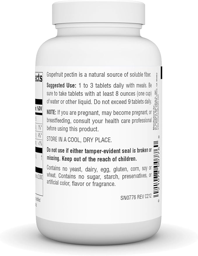 Source Naturals Grapefruit Pectin, Soluble Fiber - 1000 mg Dietary Supplement - 120 Tablets