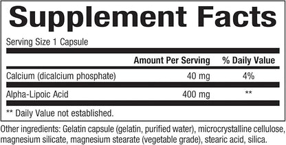 Natural Factors Alpha-Lipoic Acid 400 mg, Whole Body Antioxidant Support, 60 Capsules