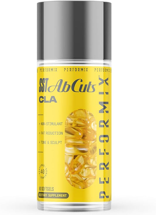 PERFORMIX - SST AbCuts - CLA 1,000 mg - Stim Free - Thermogenic - Fitness Goals - Metabolism Booster - Health & Wellness - Safflower Oil, Omega 3, Flax Seed & Vitamin E - Pre Workout - 80 Softgels
