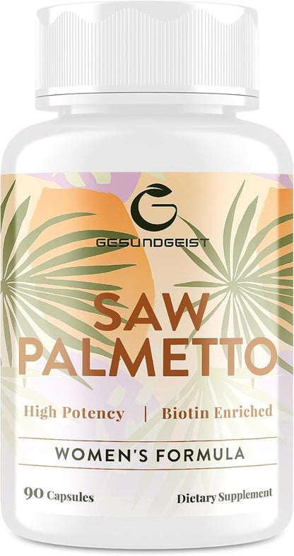 Saw Palmetto for Women Hair Loss - DHT Blocker with 5-in-1 Blend for Hair Growth, Skin & Nails, Urinary Wellness - Extra Strength Saw Palmetto Supplement - 90 Capsules