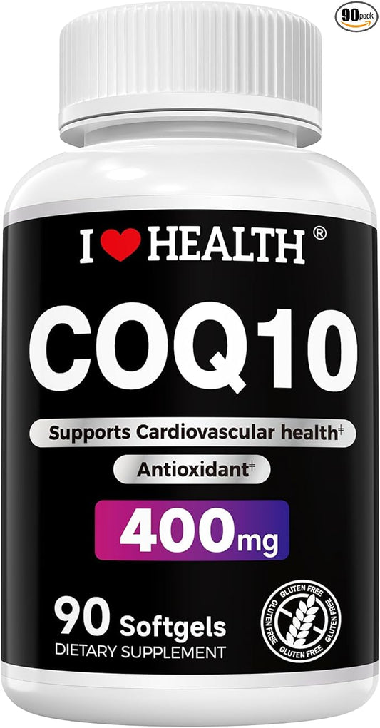 I LOVE HEALTH® CoQ10 400mg, 90 Vegetarian Softgels - High Absorption, Vegetarian, Coenzyme Q10 | Support Heart Health, Energy & Cellular Function | Soy-Based | Third Party Tested | Made in USA