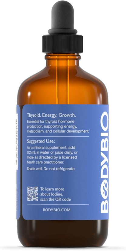 BodyBio - Liquid Iodine for Thyroid Health - High Absorption, Pure, Concentrated Iodine Supplement - 2oz
