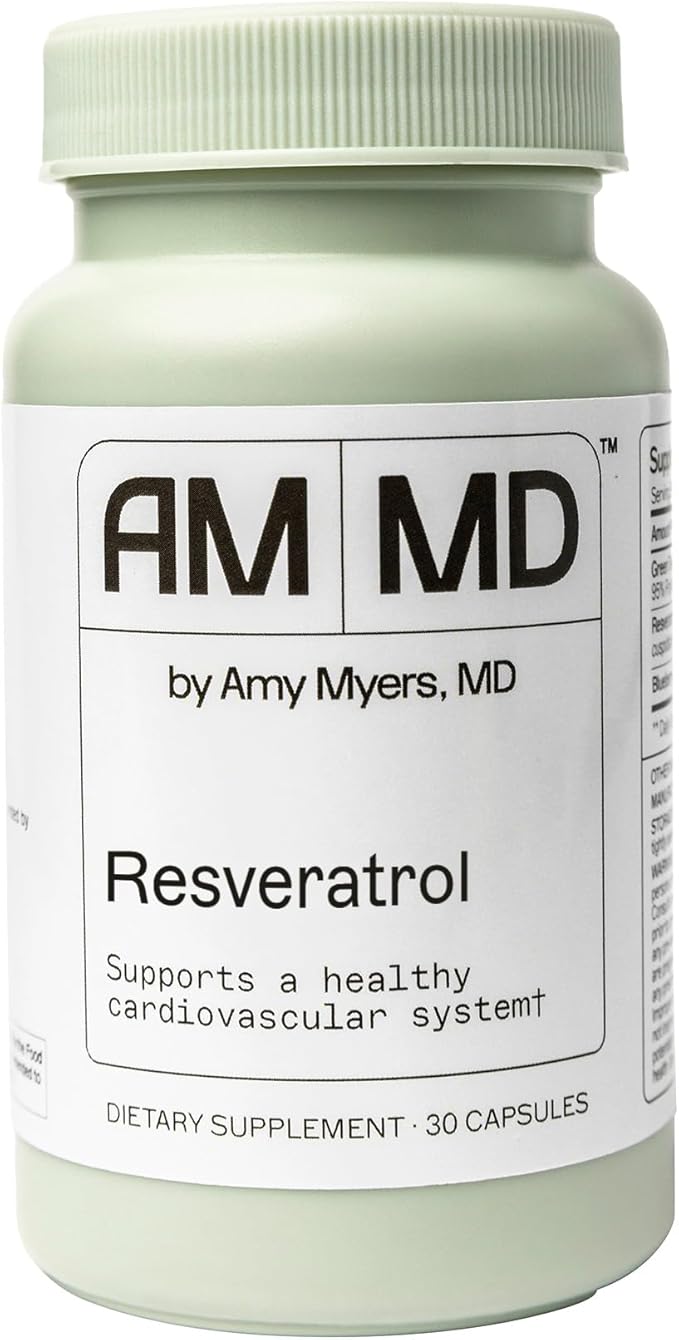 Amy Myers Resveratrol Supplement - Free Radical Scavenger to Support Immune System, Heart Health & Aging - Antioxidant Supplement to Balance Inflammatory Response & Support Blood Circulation, 60 Caps