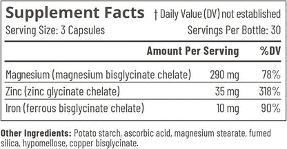 Accentrate Minerals 110 - Brain Ready Nutrition for Teens and Adults – Chelated Magnesium, Zinc, Iron – Mental Wellness Mineral Supplement for Focus, Mood & Brain Support – 90 Capsules