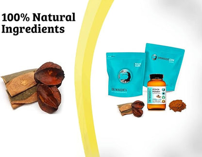 DR WAKDE'S Arjuna Bark Powder (Terminalia arjuna) - 100g (3.5oz) | Pure, Raw & Dried Powder | Natural Aroma and Freshness | Fine Powder | Vegan | Premium Grade | Nothing Added, Nothing Removed