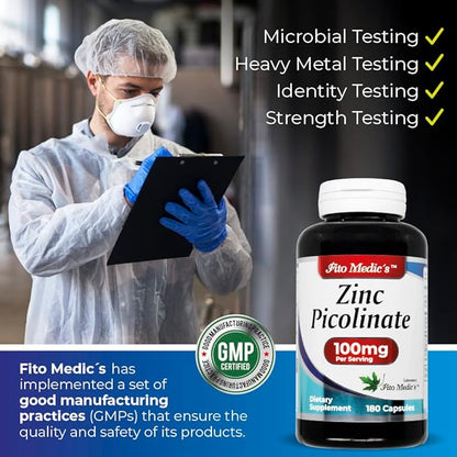 LAB | zinc supplements | zinc 100mg | Zinc Picolinate | Immune Support Supplement | 180 Capsules| zinc supplements | Ultra high Absorption.