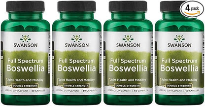 Swanson Double Strength Boswellia-Herbal Supplement Promoting Joint Support-Ayurvedic Herb for Joint Flexibility & Mobility Support-Made w/Boswellia Serrata Resin-(60 Capsules, 800mg Each) (4 Pack)