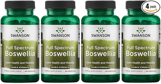 Swanson Double Strength Boswellia-Herbal Supplement Promoting Joint Support-Ayurvedic Herb for Joint Flexibility & Mobility Support-Made w/Boswellia Serrata Resin-(60 Capsules, 800mg Each) (4 Pack)