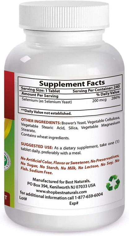 Best Naturals Selenium 200 mcg Supplement, 240 Count