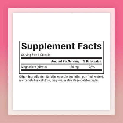 Natural Factors, Magnesium Citrate 150 mg, Muscle and Heart Health Formula, 360 Capsules