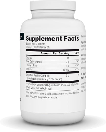 Source Naturals Grapefruit Pectin, Soluble Fiber - 1000 mg Dietary Supplement - 240 Tablets